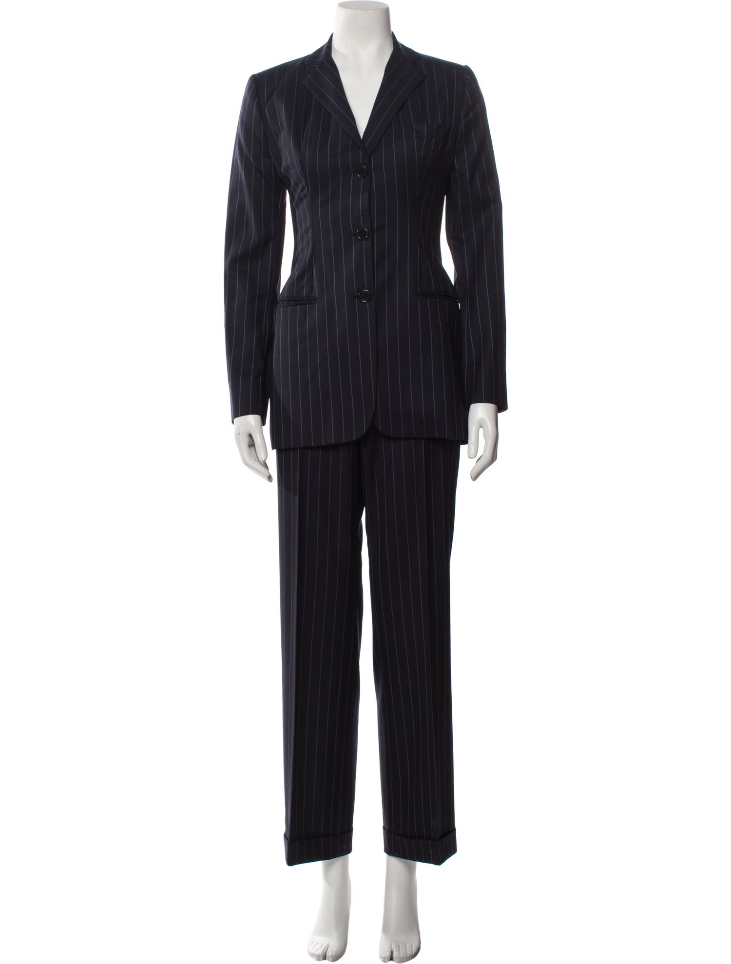 Ralph Lauren Collection Wool Striped Pantsuit