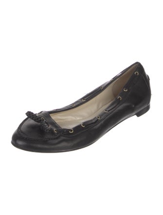 Ralph Lauren Collection Leather Whipstitch Trim Ballet Flats