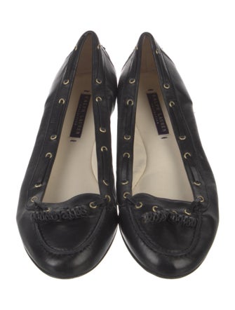 Ralph Lauren Collection Leather Whipstitch Trim Ballet Flats