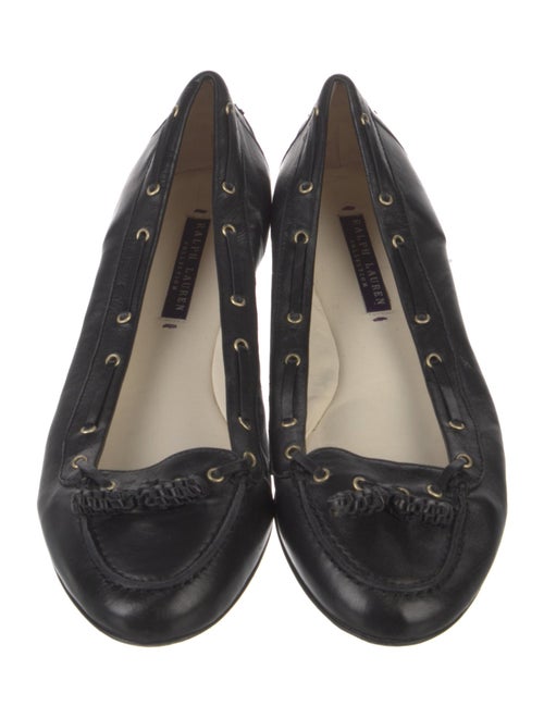Ralph Lauren Collection Leather Whipstitch Trim Ballet Flats