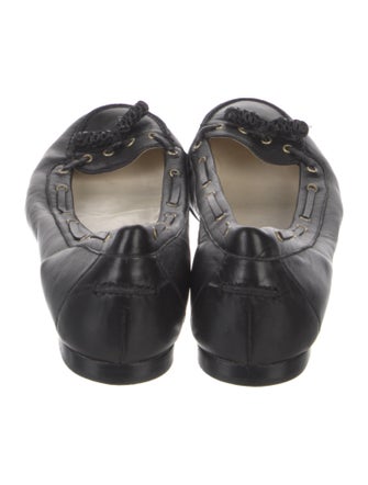 Ralph Lauren Collection Leather Whipstitch Trim Ballet Flats