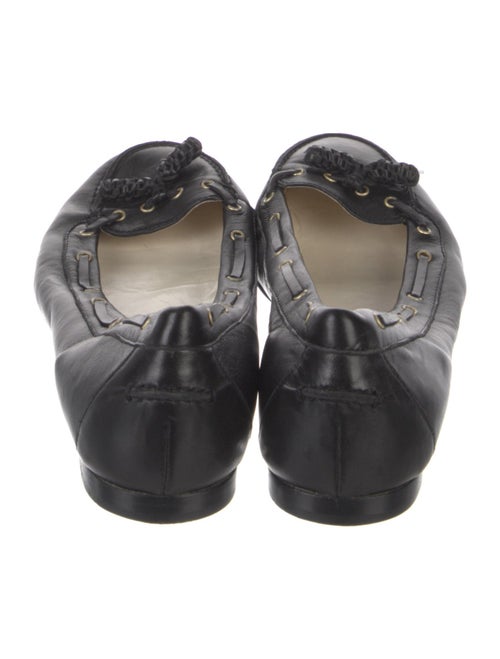 Ralph Lauren Collection Leather Whipstitch Trim Ballet Flats