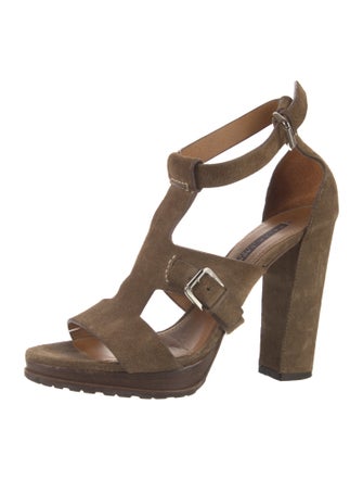 Ralph Lauren Collection Suede T-Strap Sandals