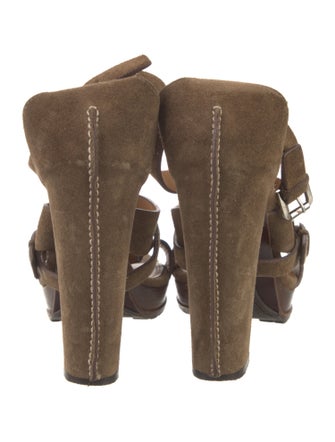 Ralph Lauren Collection Suede T-Strap Sandals