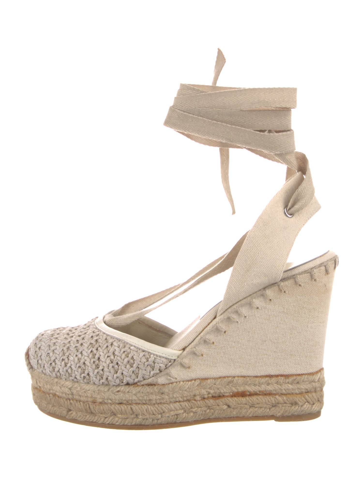 Ralph Lauren Collection Canvas Braided Accents Slingback Pumps