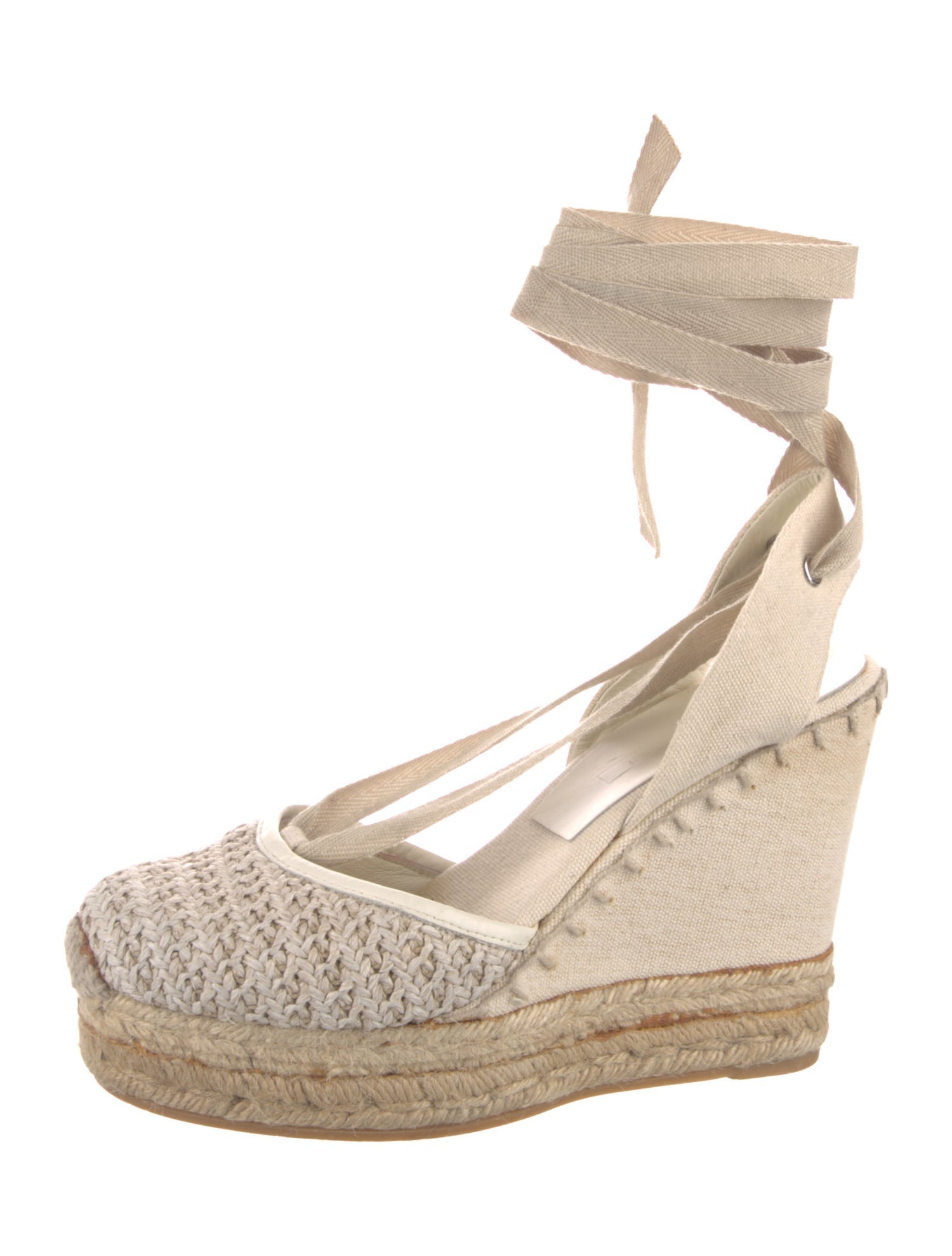 Ralph Lauren Collection Canvas Braided Accents Slingback Pumps