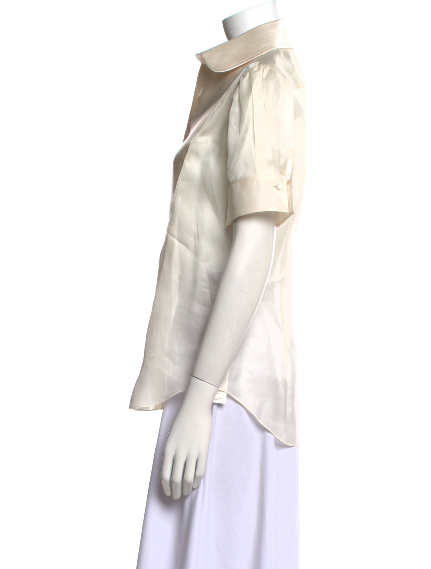 Ralph Lauren Collection Silk Short Sleeve Button-Up Top