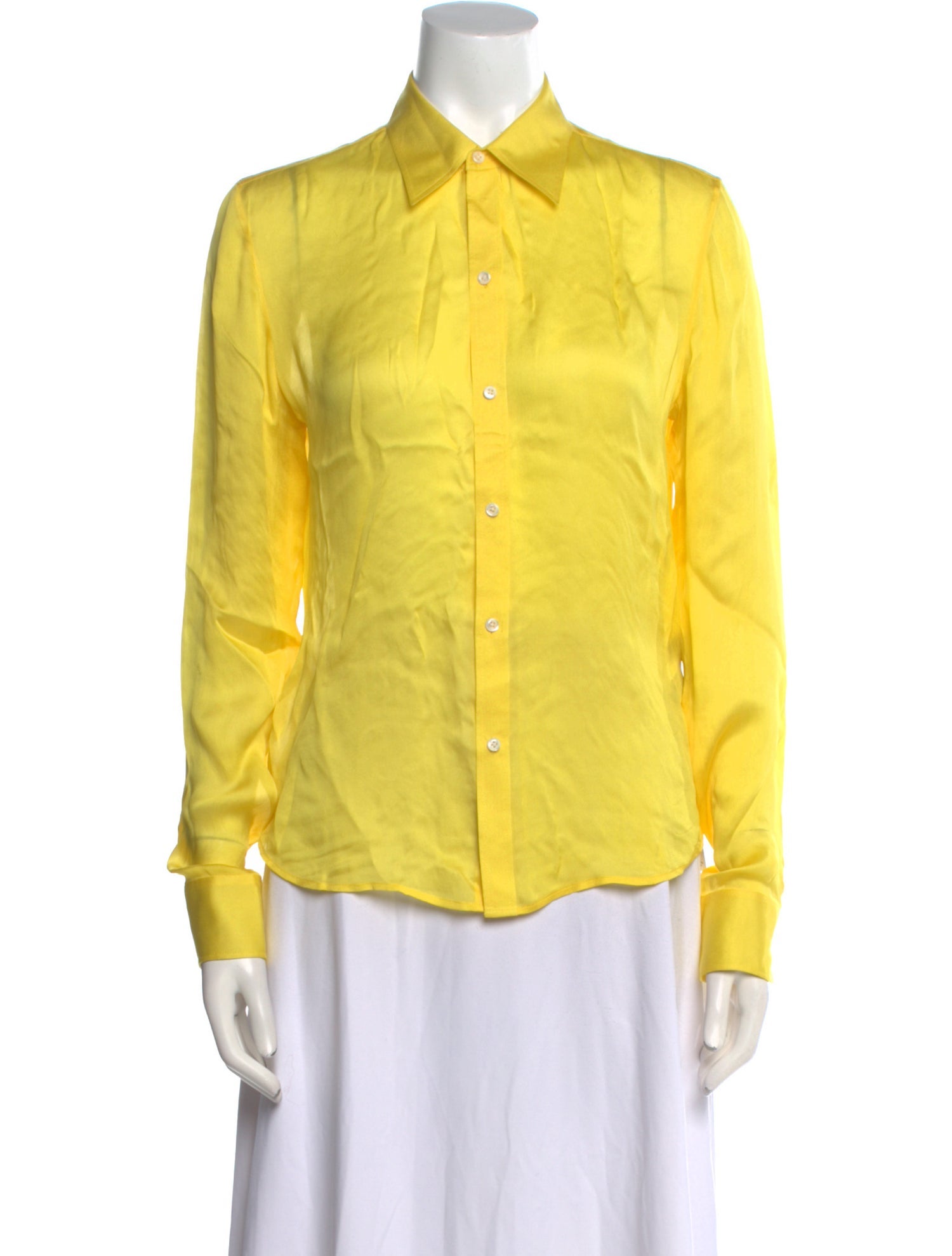 Ralph Lauren Collection Silk Long Sleeve Button-Up Top