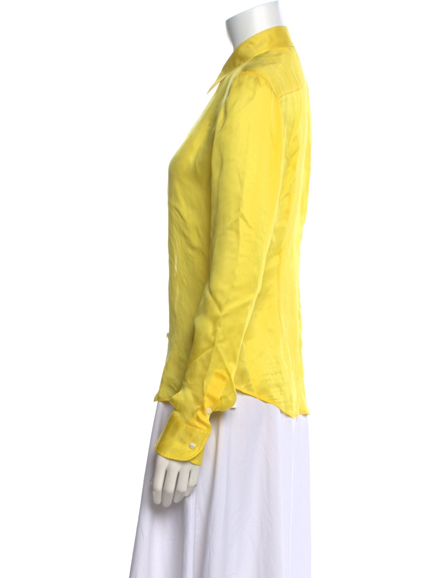 Ralph Lauren Collection Silk Long Sleeve Button-Up Top