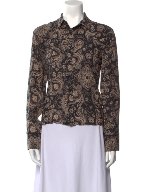 Ralph Lauren Collection Silk Paisley Print Button-Up Top