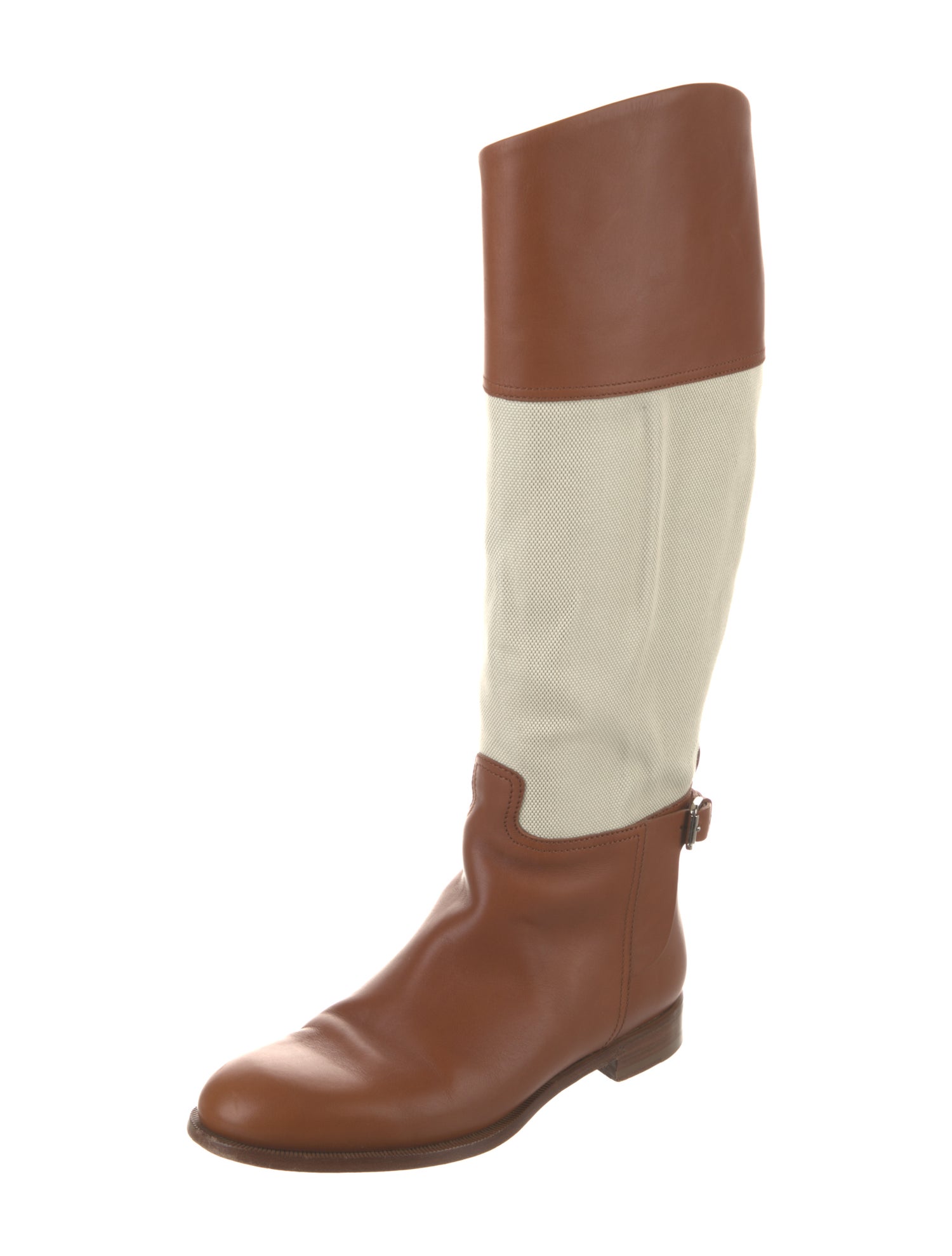 Ralph Lauren Collection Leather Colorblock Pattern Riding Boots