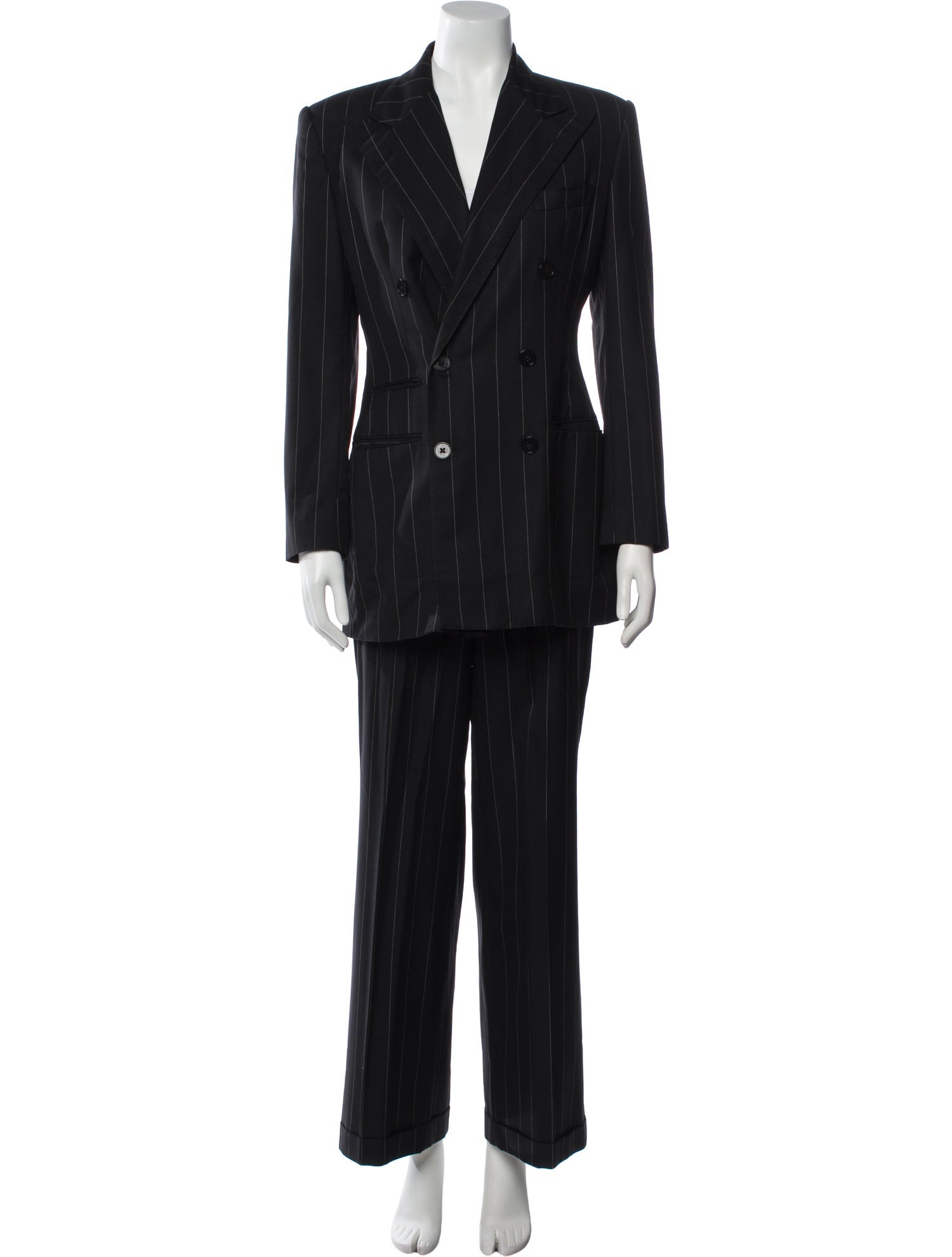 Ralph Lauren Collection Wool Striped Pantsuit