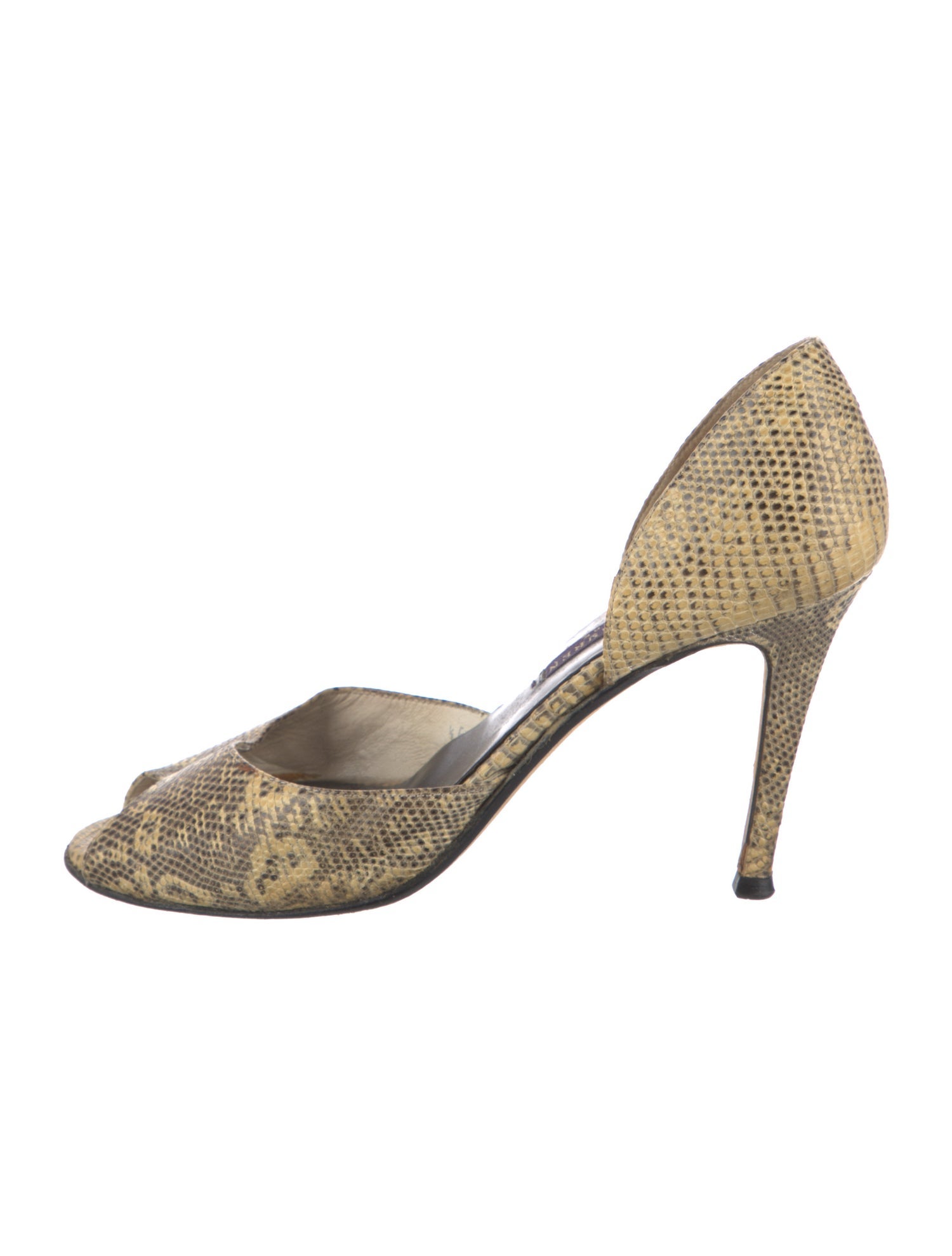 Ralph Lauren Collection Leather Animal Print D'Orsay Pumps
