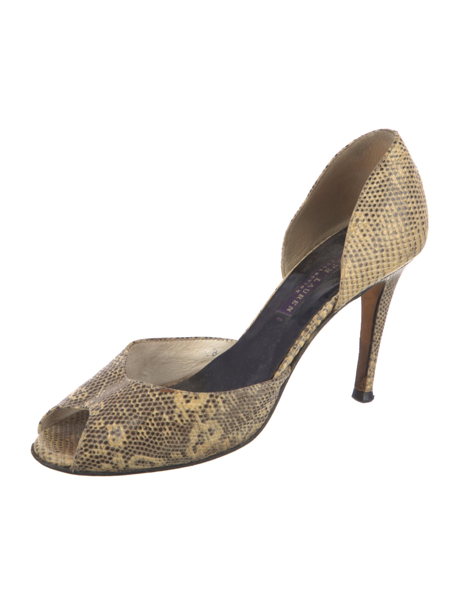 Ralph Lauren Collection Leather Animal Print D'Orsay Pumps
