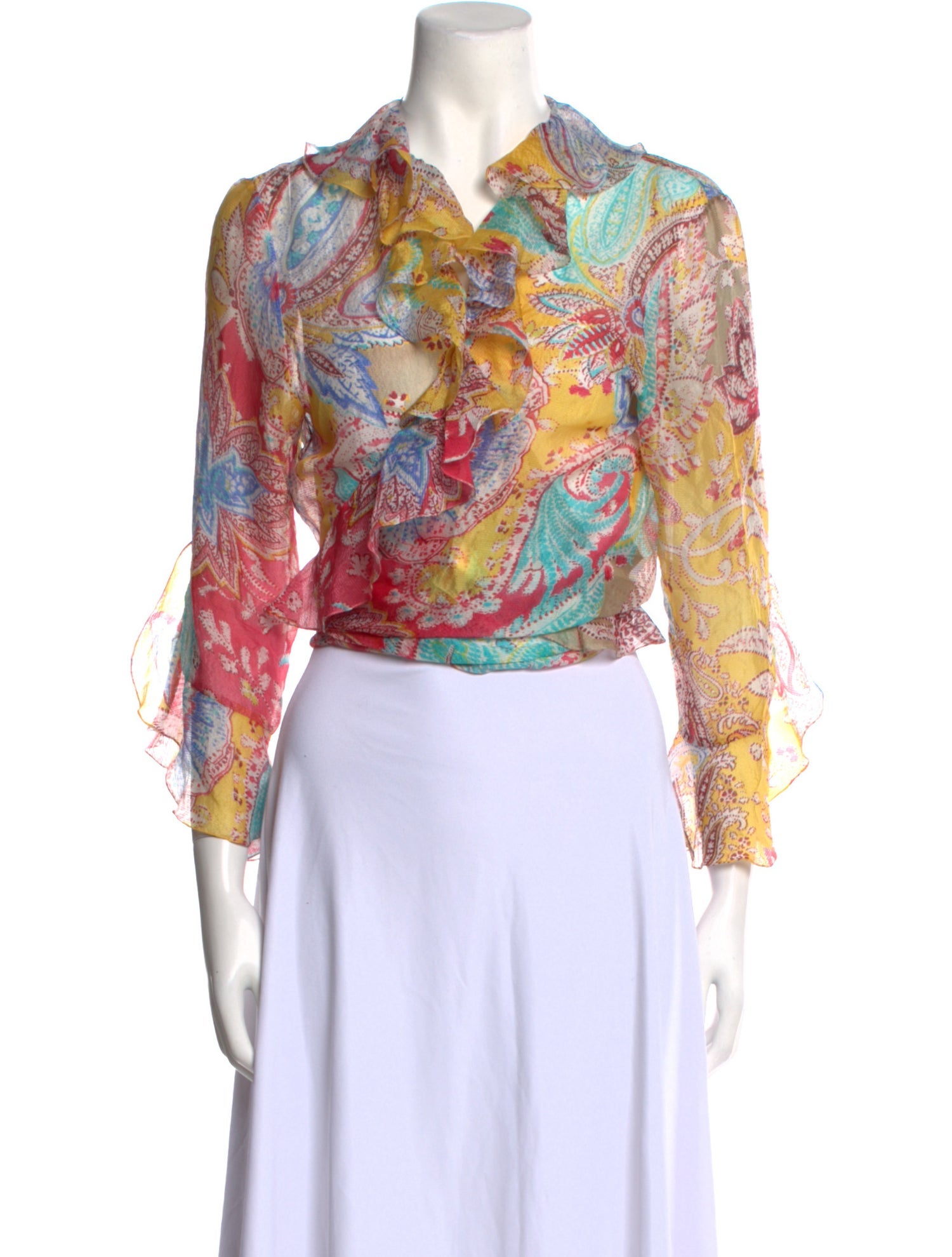 Ralph Lauren Collection Silk Paisley Print Crop Top