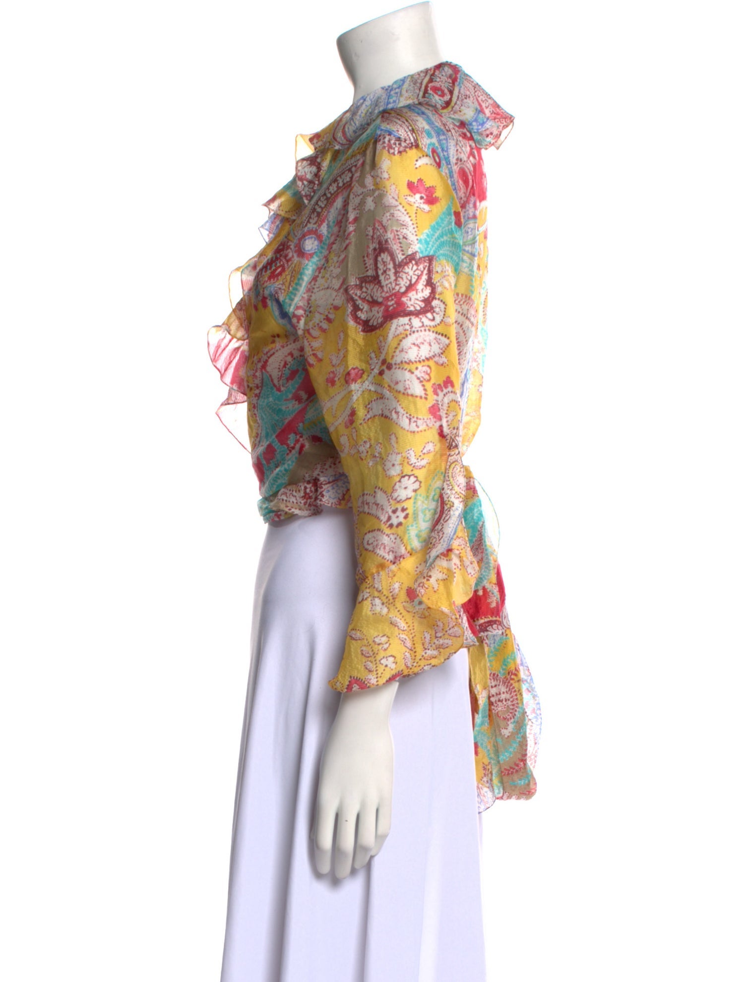Ralph Lauren Collection Silk Paisley Print Crop Top
