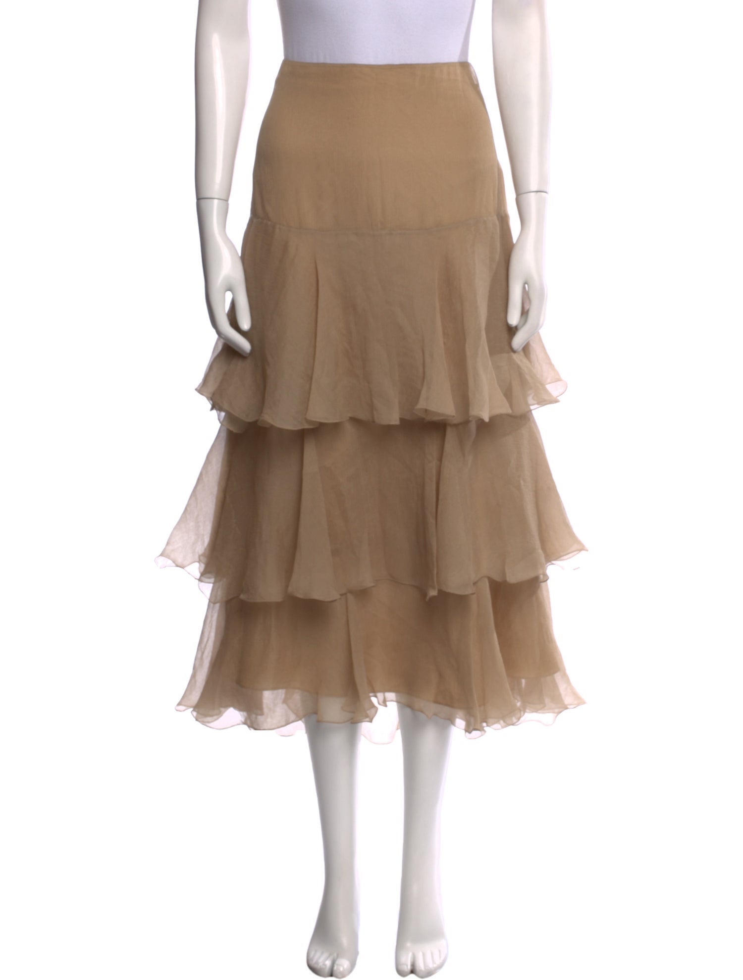 Ralph Lauren Collection Silk Midi Length Skirt