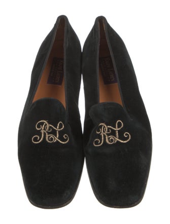 Ralph Lauren Collection Velvet Embroidered Accent Loafers