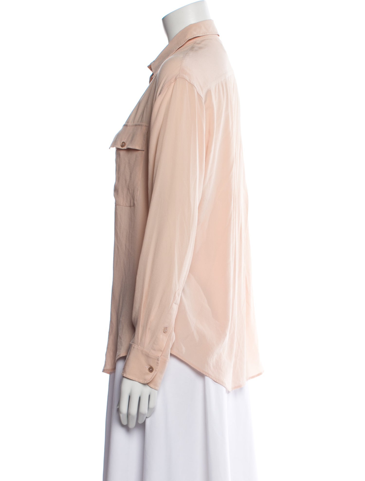 Ralph Lauren Collection Silk Long Sleeve Button-Up Top