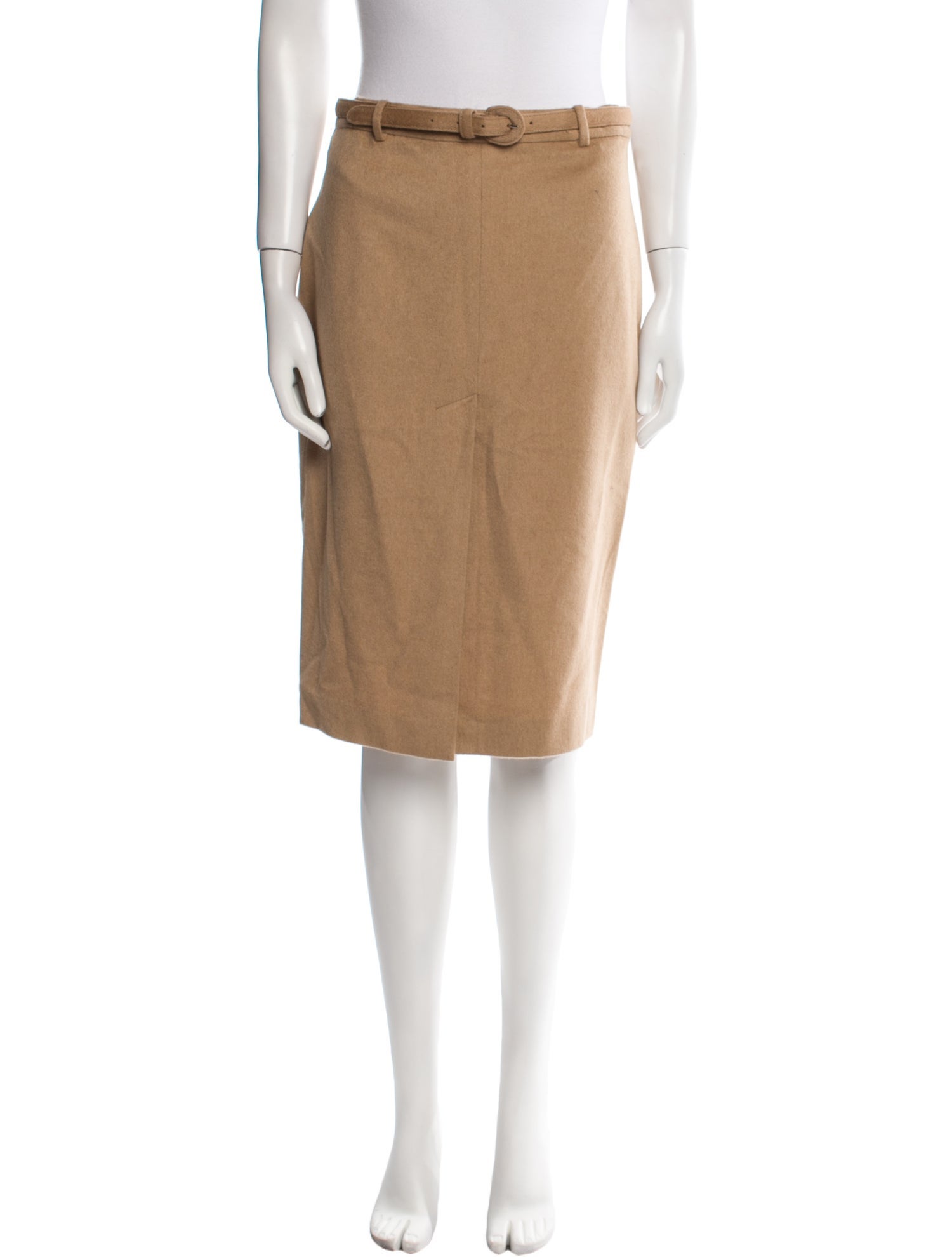 Ralph Lauren Collection Camel Leather Knee-Length Skirt