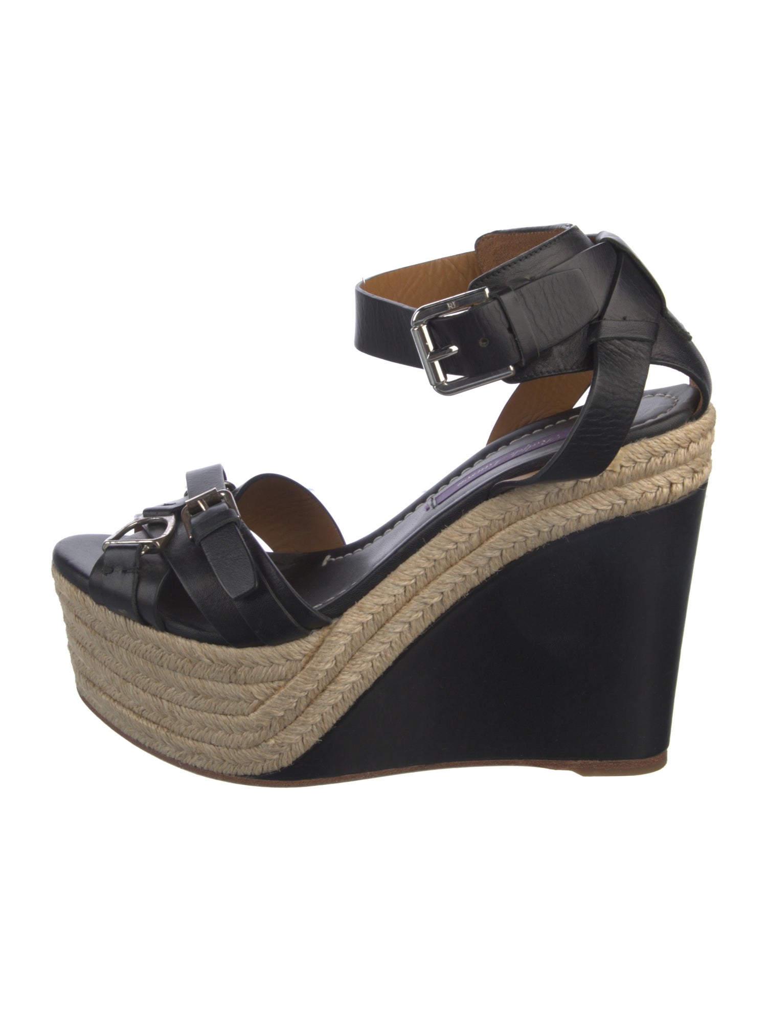 Ralph Lauren Collection Leather Braided Accents Espadrilles