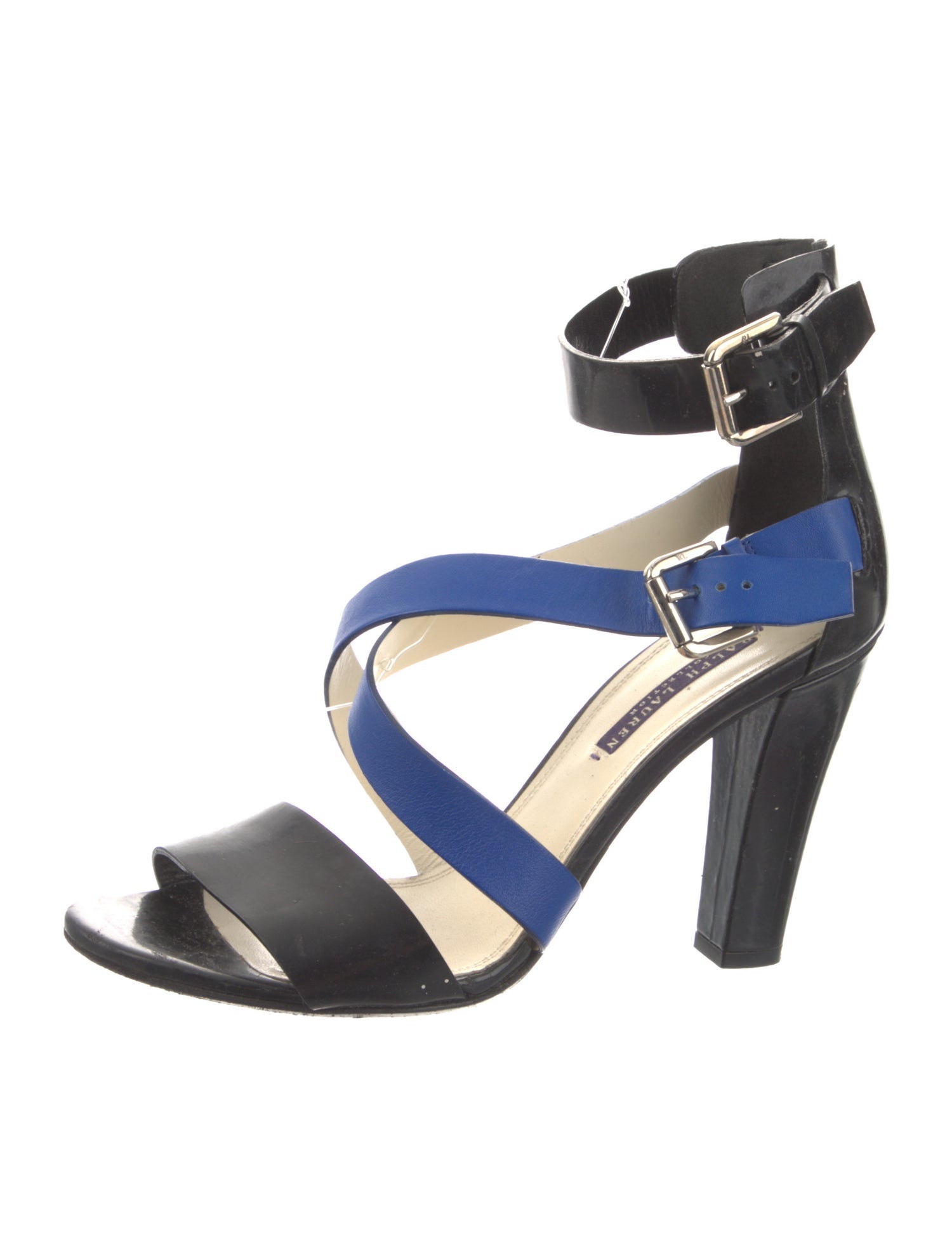 Ralph Lauren Collection Patent Leather Colorblock Pattern Sandals