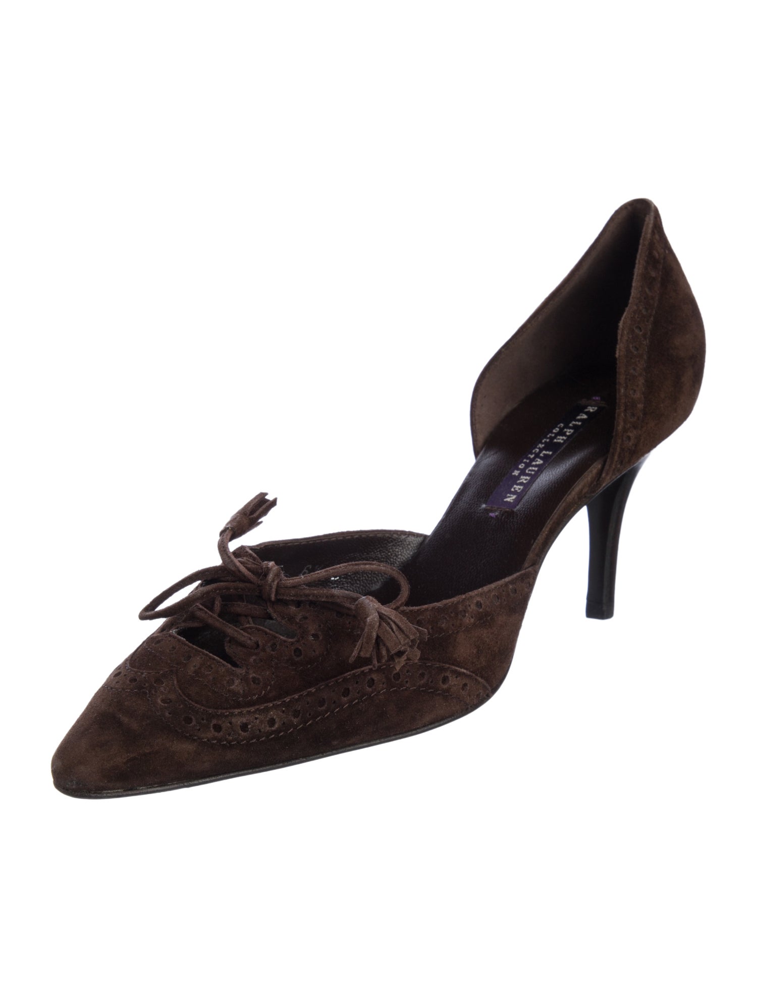 Ralph Lauren Collection Suede Tassel Accents D'Orsay Pumps