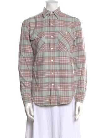 Ralph Lauren Collection Plaid Print Long Sleeve Button-Up Top
