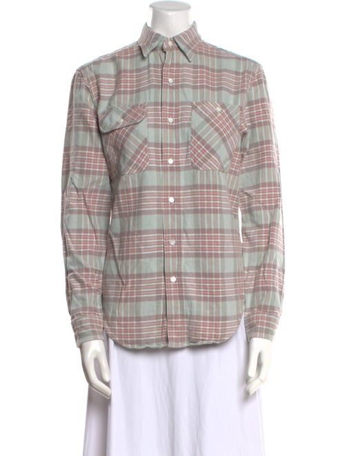 Ralph Lauren Collection Plaid Print Long Sleeve Button-Up Top