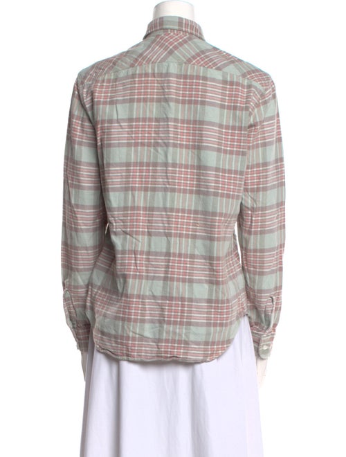 Ralph Lauren Collection Plaid Print Long Sleeve Button-Up Top