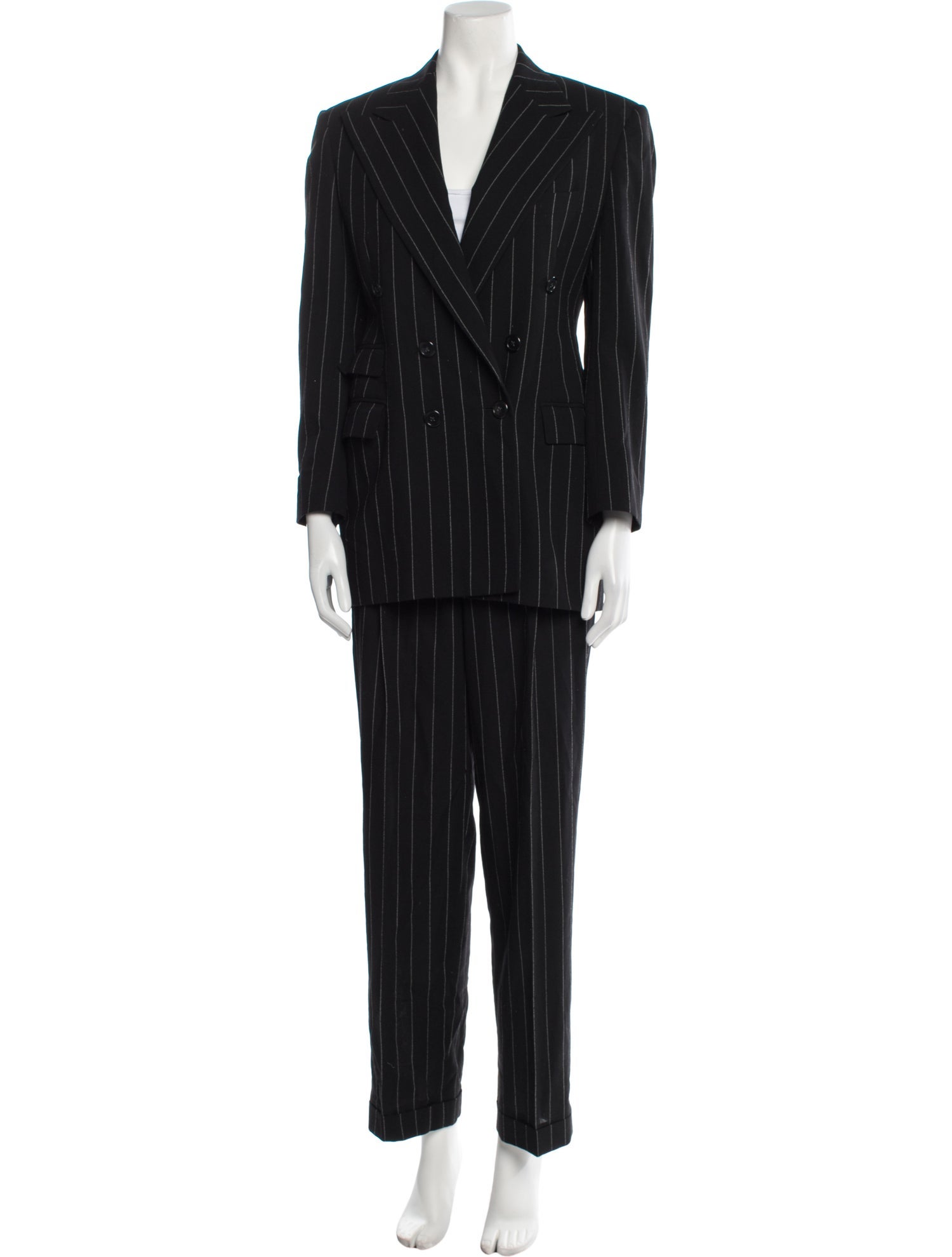 Ralph Lauren Collection Wool Striped Pantsuit