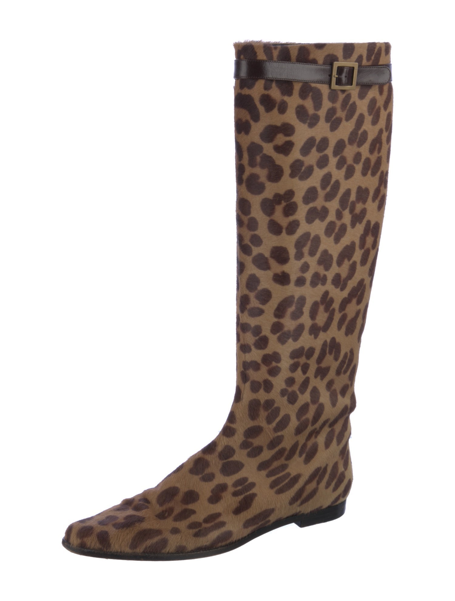 Ralph Lauren Collection Ponyhair Animal Print Riding Boots