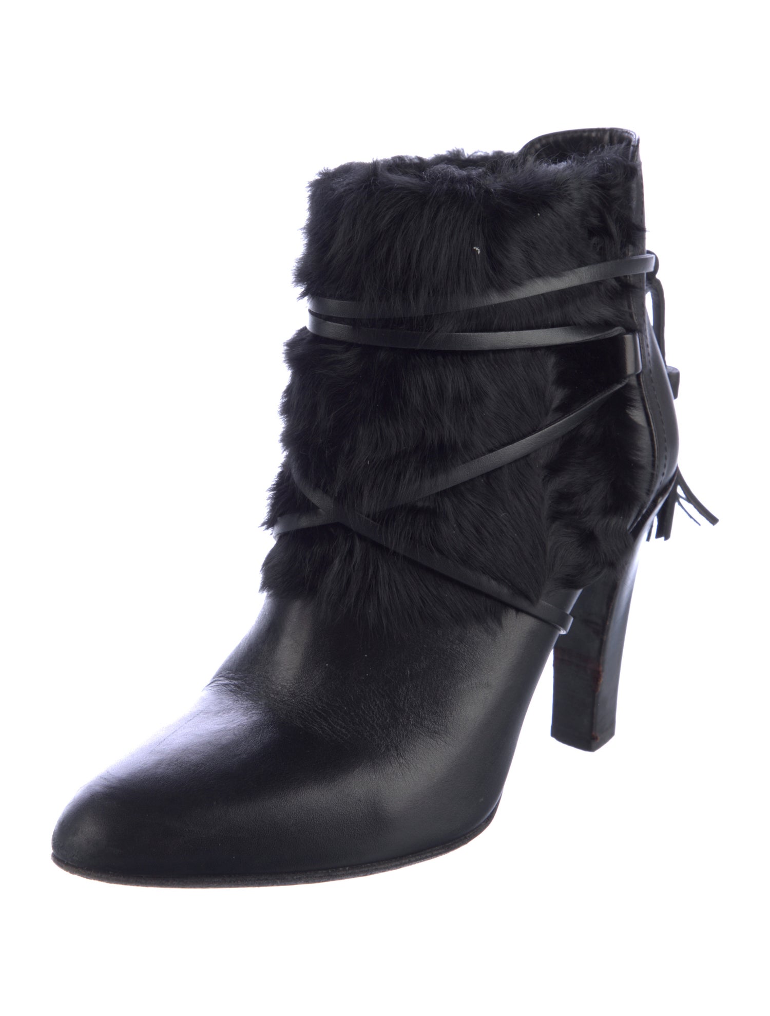 Ralph Lauren Collection Leather Tassel Accents Boots