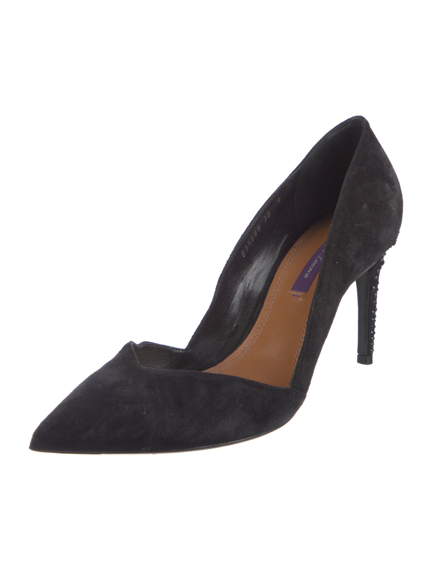 Ralph Lauren Collection Suede Crystal Embellishments D'Orsay Pumps