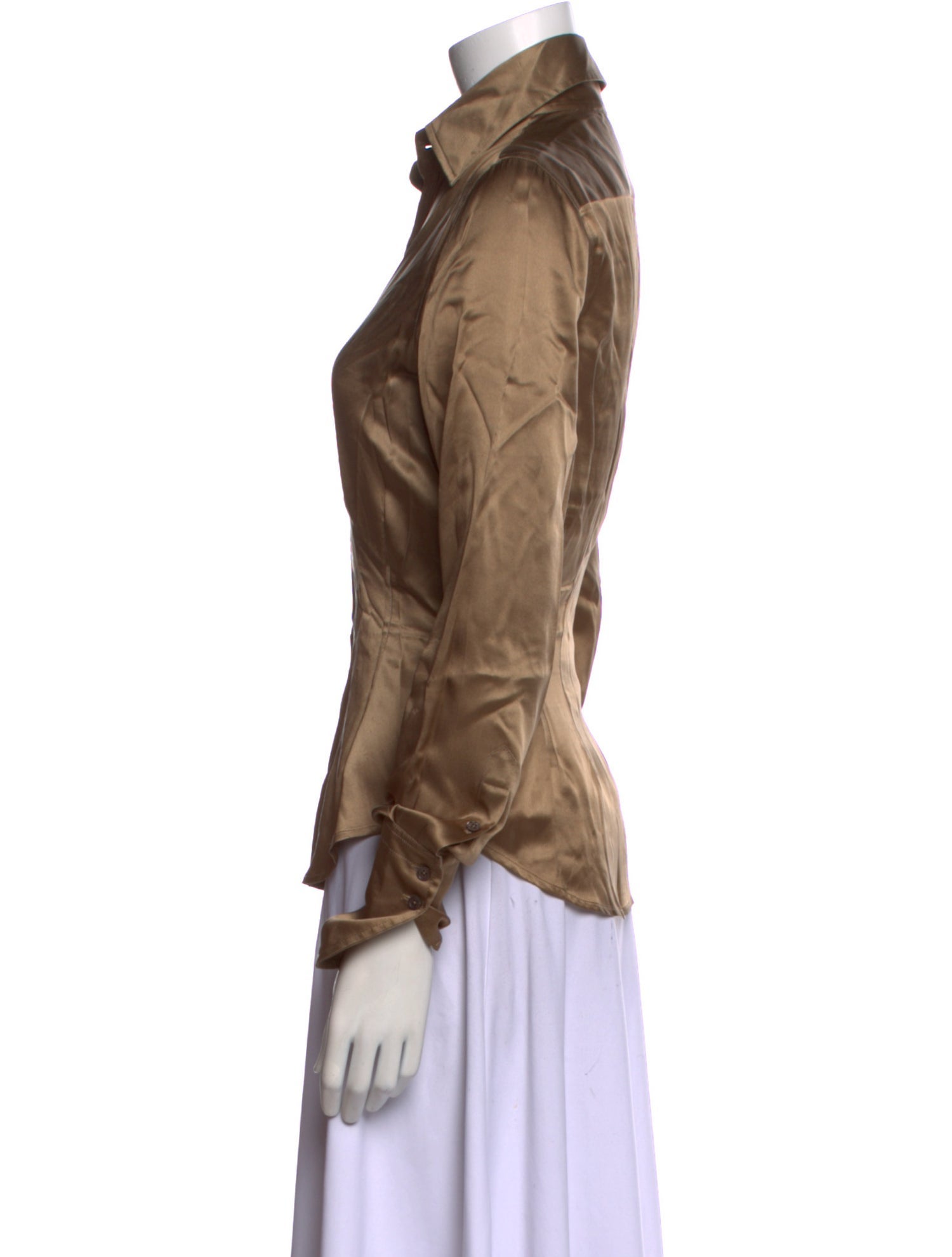 Ralph Lauren Collection Silk Long Sleeve Button-Up Top