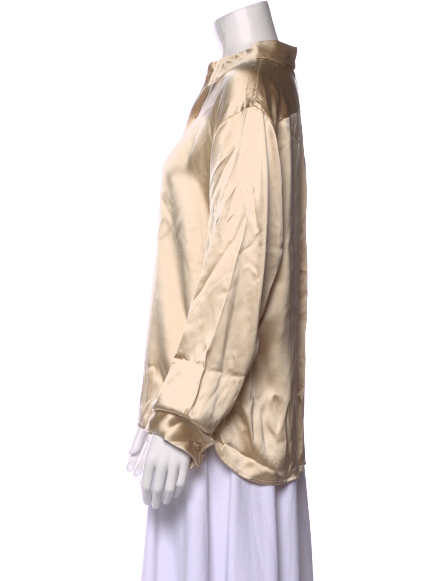 Ralph Lauren Collection Silk Long Sleeve Button-Up Top