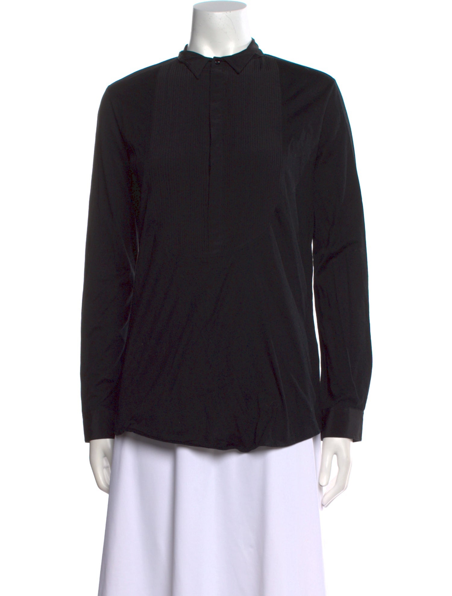 Ralph Lauren Collection Mock Neck Long Sleeve Button-Up Top