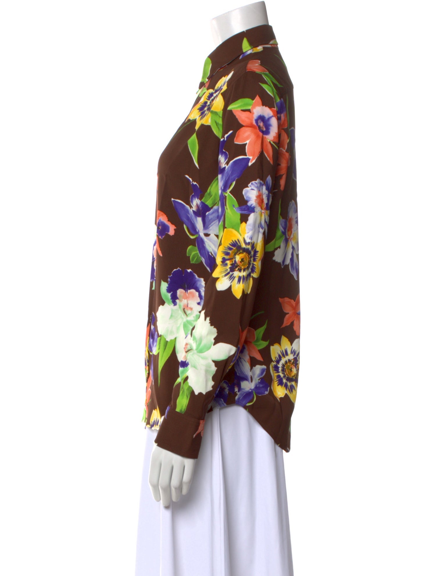 Ralph Lauren Collection Floral Print Long Sleeve Button-Up Top