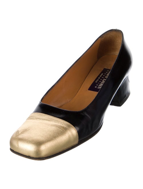 Ralph Lauren Collection Leather Colorblock Pattern Pumps