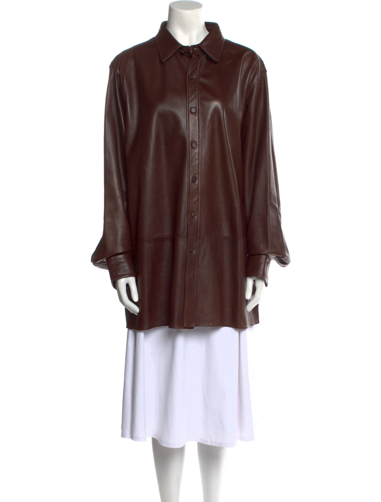 Ralph Lauren Collection Leather Long Sleeve Tunic