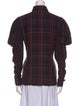 Ralph Lauren Collection Plaid Print Mock Neck Button-Up Top