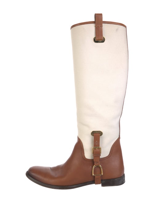 Ralph Lauren Collection Leather Colorblock Pattern Riding Boots