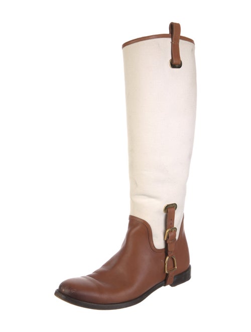 Ralph Lauren Collection Leather Colorblock Pattern Riding Boots