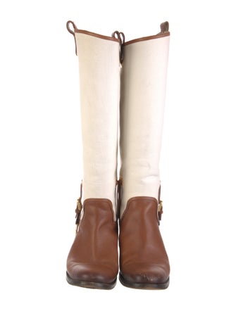 Ralph Lauren Collection Leather Colorblock Pattern Riding Boots