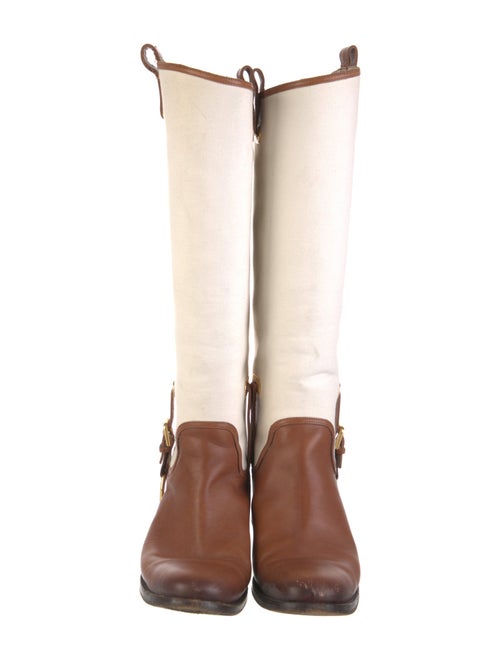 Ralph Lauren Collection Leather Colorblock Pattern Riding Boots