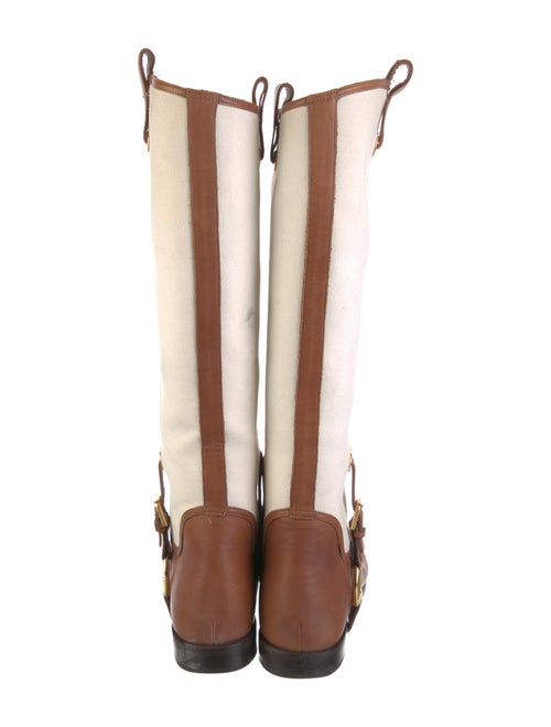 Ralph Lauren Collection Leather Colorblock Pattern Riding Boots
