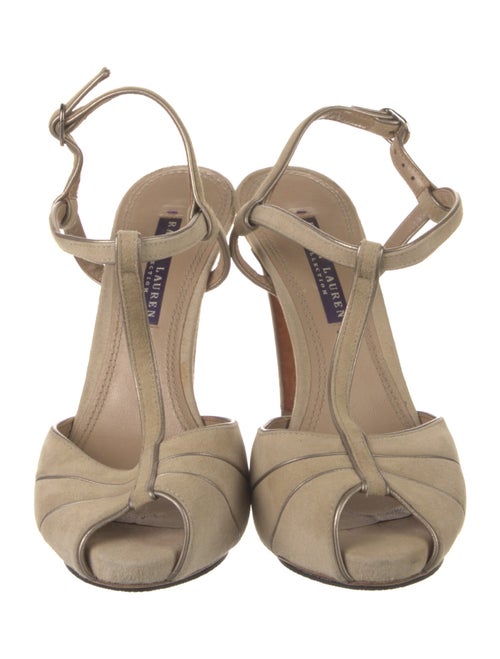 Ralph Lauren Collection Suede Cutout Accent T-Strap Sandals