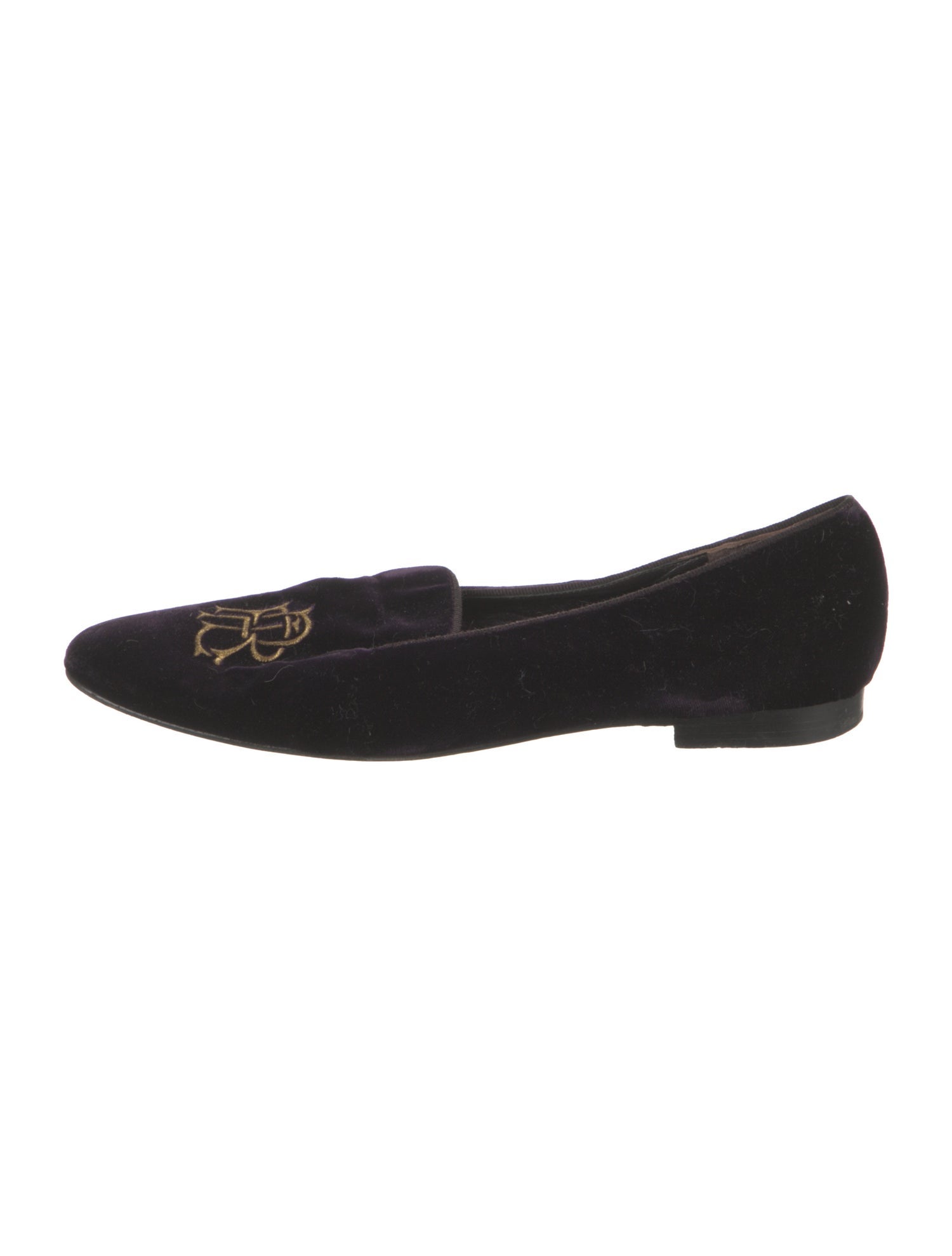 Ralph Lauren Collection Velvet Embroidered Accent Flats