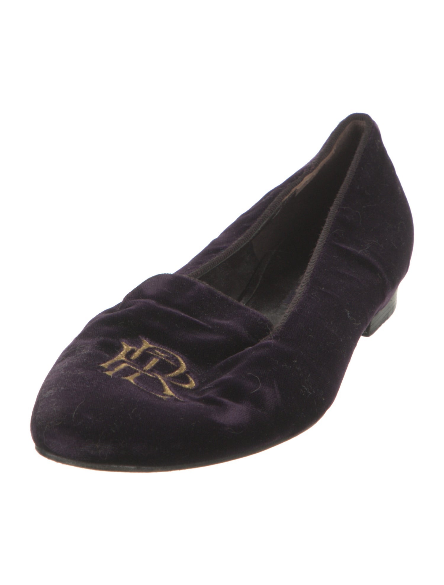 Ralph Lauren Collection Velvet Embroidered Accent Flats