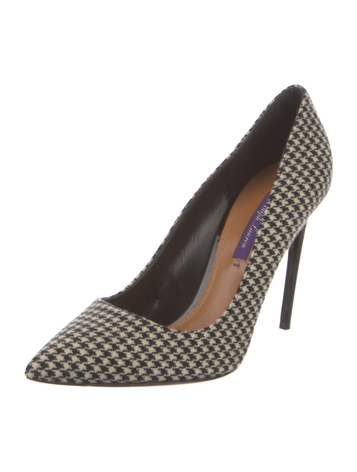 Ralph Lauren Collection Leather Houndstooth Print Pumps